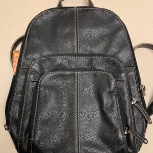 Tignanello Black Soft Genuine Leather Small Shoulder Backpack